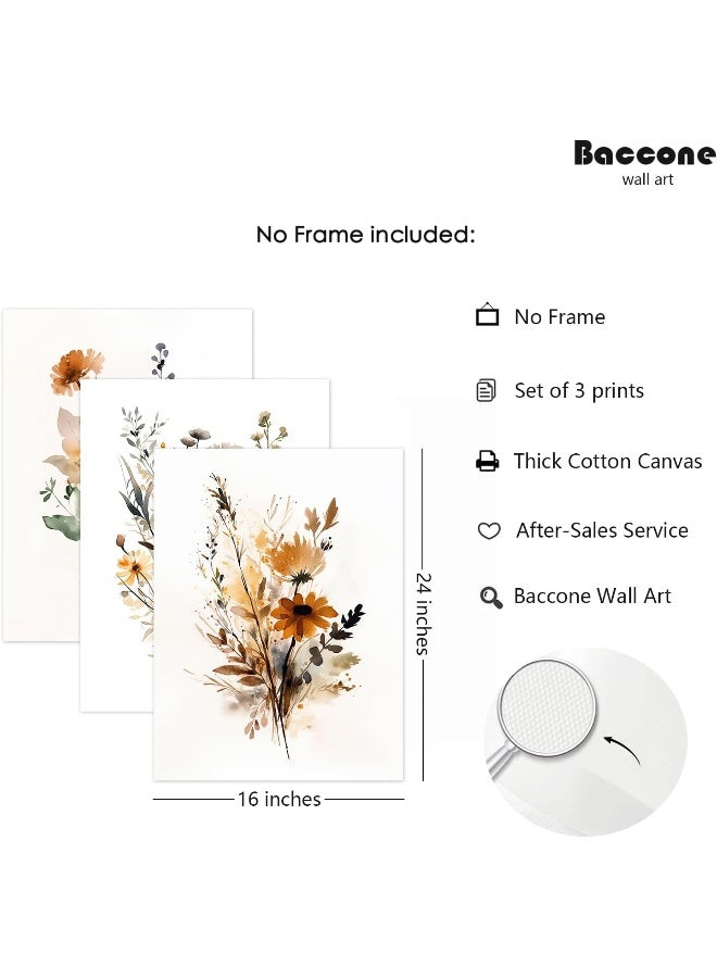 Baccone Botanical Wall Art Set of 3 Floral Wall Decor Prints - Image 2