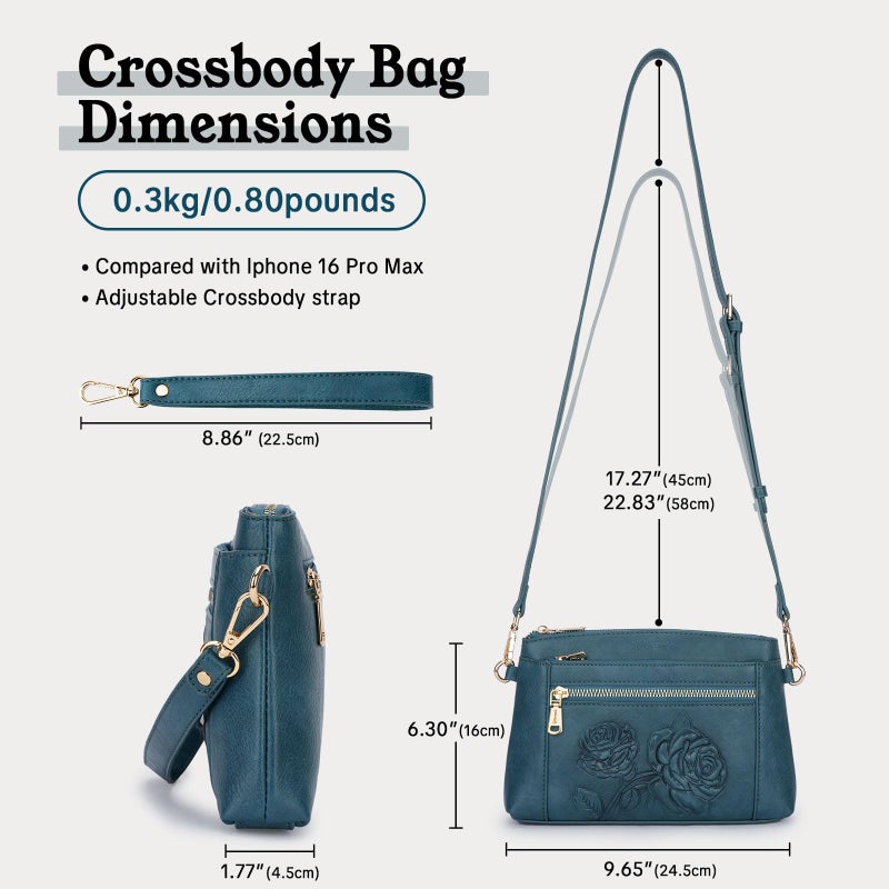 VIMUTI Vegan Leather Wristlet Wallet Purse for Women Small Clutch Purse with 2 Straps,Embossed Crossbody Cell Phone bag (Peacock-Blue) - Image 3