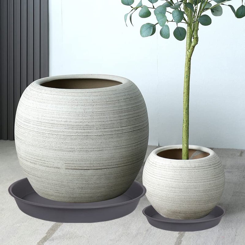 Bleuhome 4 Pack of 13 14 inch Plant Saucer (12.2 Inch Base), Heavy Duty Plastic Plant Drip Trays 14" Round, Plant Trays for Indoors, Bird Bath Bowls, Plate for Planter 12-14" (14 inch, Cement Gray) - Image 3
