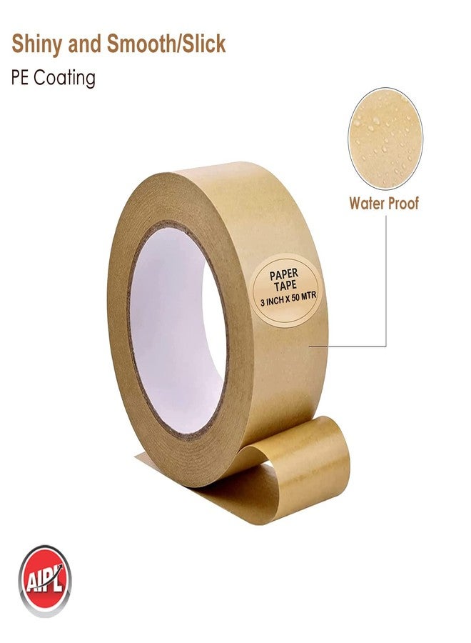 AIPL Brown Kraft Paper Tape 2 Inches x 50 Meter Writable Non-Coated Surface for Sealing and Packaging Use Eco-Friendly and Recyclable Easy-to-Tear (Non-Printed) - Image 2