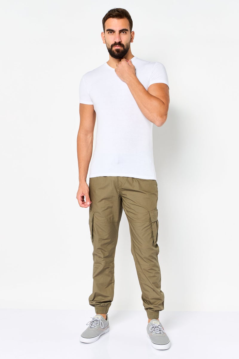 Threadbare Men Regular Fit Plain Cargo Pants, Khaki - Image 2