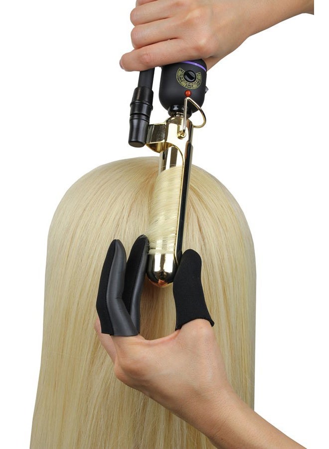 Jatai Heat Shield - Professional High Heat Resistant Finger Protection Guards for Curling and Flat Irons, Wands, Blow Dryers - 3pc (Thumb & 2 Fingers) (S/M - thumb 3/4" (2cm) wide or less, Black) - Image 5