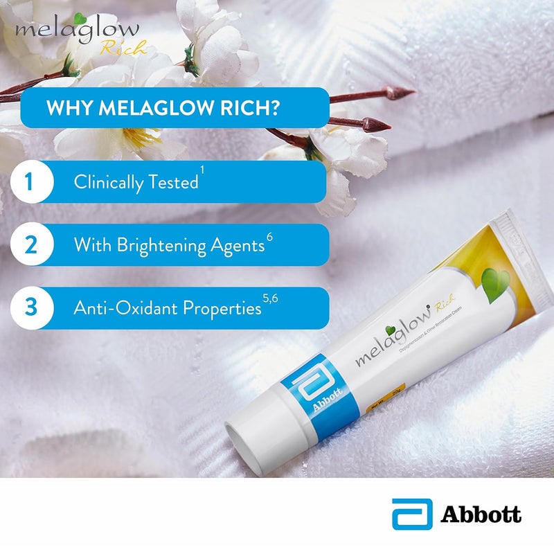 MELAGLOW Rich Depigmentation and Glow Restoration skin brightening and Lightning Cream 20Gm Pack of 2 - Image 3