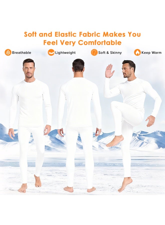 ناكسي فلاي مجموعة ملابس داخلية حرارية للرجال ، مضيفا مخمليا وسماكة ، ملابس داخلية حرارية ناعمة ممتازة ، طبقة قاعدة شتوية قمم وقيعان للرجال ، مناسبة للرياضات اليومية والخارجية (أبيض) - Image 3