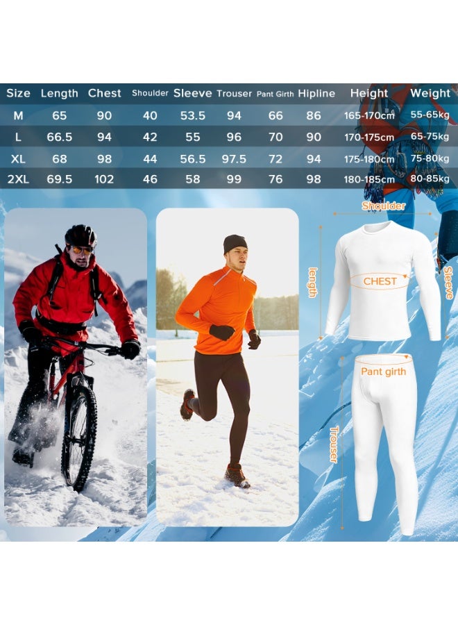 ناكسي فلاي مجموعة ملابس داخلية حرارية للرجال ، مضيفا مخمليا وسماكة ، ملابس داخلية حرارية ناعمة ممتازة ، طبقة قاعدة شتوية قمم وقيعان للرجال ، مناسبة للرياضات اليومية والخارجية (أبيض) - Image 4