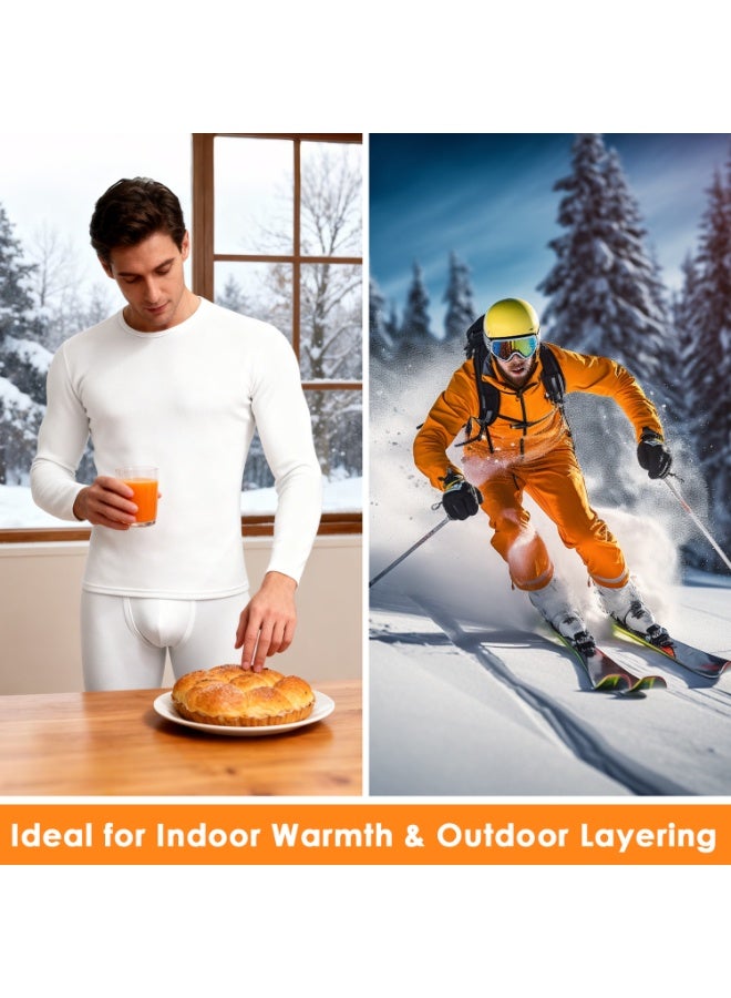 ناكسي فلاي مجموعة ملابس داخلية حرارية للرجال ، مضيفا مخمليا وسماكة ، ملابس داخلية حرارية ناعمة ممتازة ، طبقة قاعدة شتوية قمم وقيعان للرجال ، مناسبة للرياضات اليومية والخارجية (أبيض) - Image 5