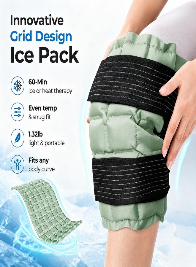 WORLD-BIO Ice Packs for Injuries Reusable, Knee Ice Pack Wrap with Straps, Gel Ice Wrap for Leg Pain Relief, Hot & Cold Compress Therap for Swelling, Water Soak Needed, Green, 1pack - Image 5