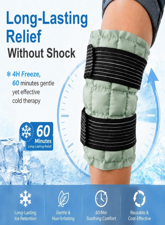 WORLD-BIO Ice Packs for Injuries Reusable, Knee Ice Pack Wrap with Straps, Gel Ice Wrap for Leg Pain Relief, Hot & Cold Compress Therap for Swelling, Water Soak Needed, Green, 1pack - Image 3