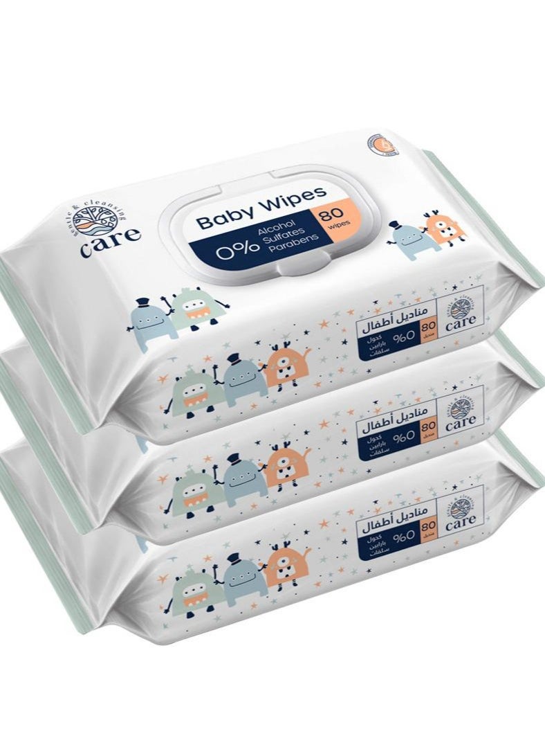 CARE Baby Care Advanced Baby Wipes 80 Wipes  - Image 1