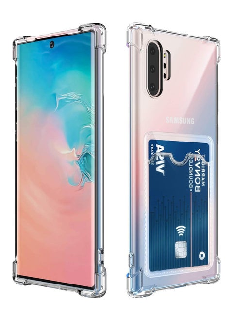 Wallet Phone Case Slim Fit Card Slot Transparent Case Protective Soft Shockproof Case with Card Holder For Samsung Galaxy Note 10 Plus