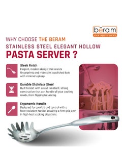 Beram Pasta Server Spatula, Elegant Hollow Handles, 304 Stainless Steel, Cooking Tools, Kitchen Utensils, Serving Spoon, Food Grade, Compact, Mirror Finish  - Image 3