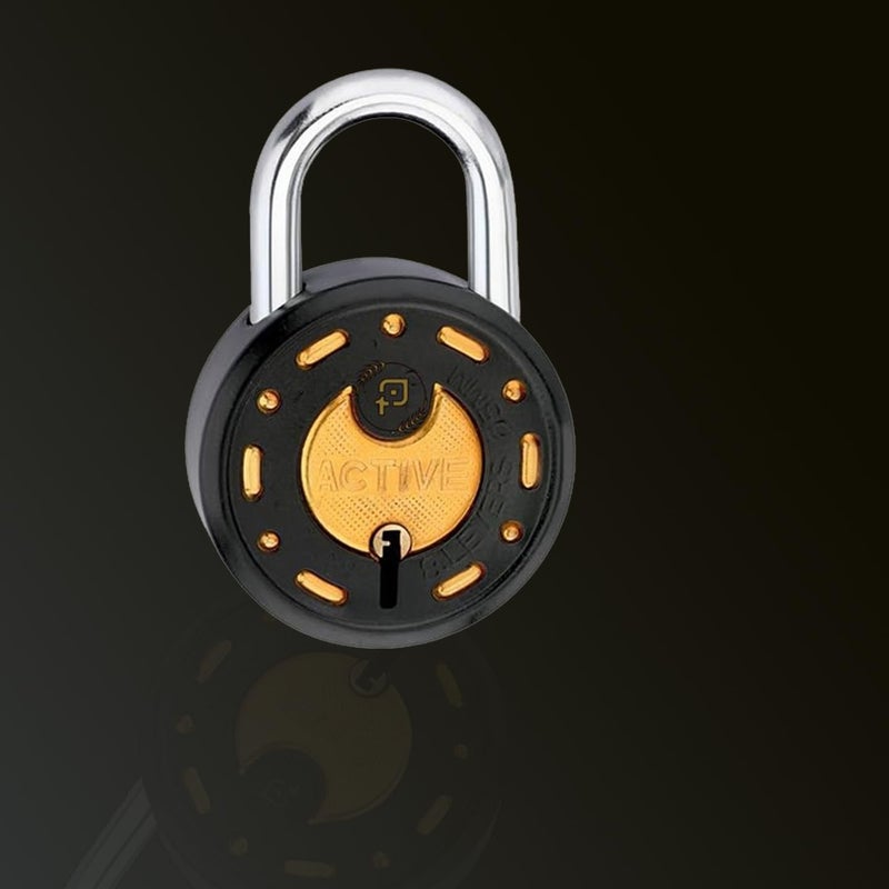 ONEPRO Azco Round Locks Multiple Keys Padlocks 52mm 65mm Steel Levers Double Locking, Strong Hardened Shackle Lock and Key for Home Door Shutter Shop Office Main Gate (3 Keys 50mm Black Pack 1) - Image 1