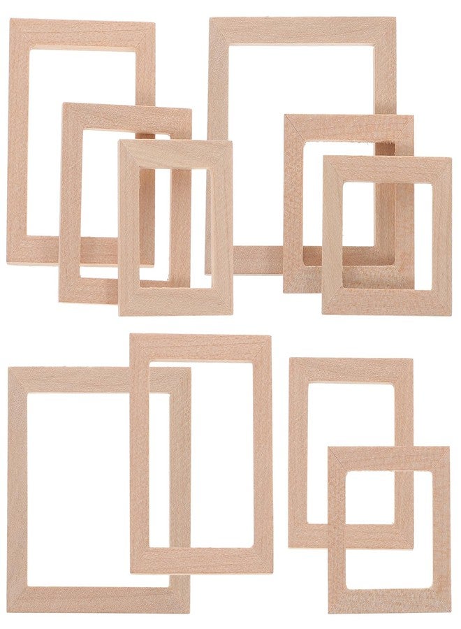 VOSAREA 10pcs Small Photo Frames Dollhouse Frames Miniature Wood Photo Frames Wooden Dollhouse Furniture Mini House Decoration Simulation Picture Frame for Doll House Furniture - Image 1