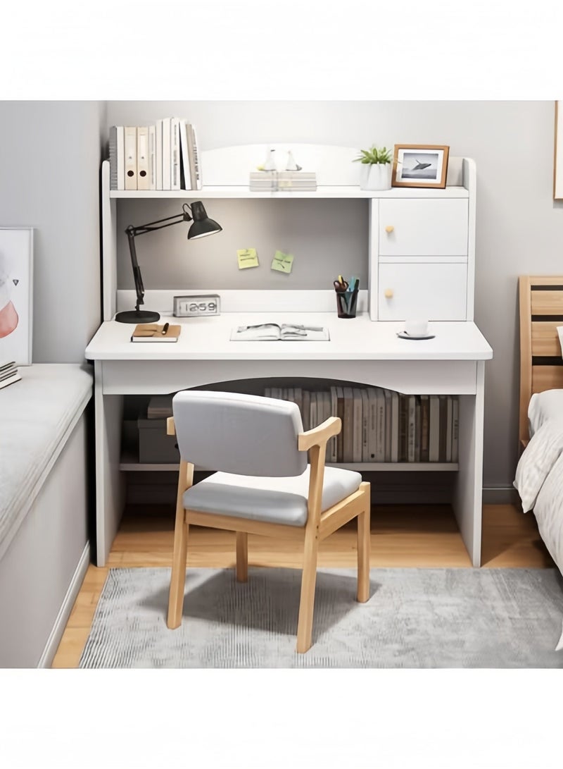 GGEROU مكتب كمبيوتر مع حجرات تخزين، مكتب منزلي، مكتب دراسة حديث بسيط، محطة عمل طاولة دراسة للمنزل والمكتب (أبيض) - Image 1