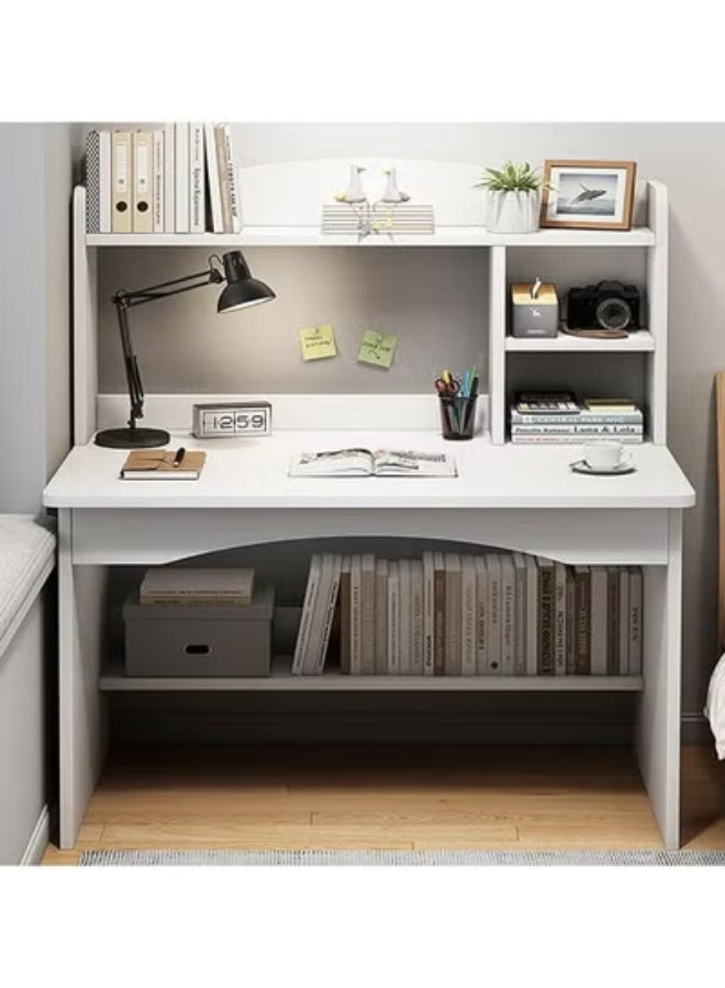 GGEROU مكتب كمبيوتر مع حجرات تخزين، مكتب منزلي، مكتب دراسة حديث بسيط، محطة عمل طاولة دراسة للمنزل والمكتب (أبيض) - Image 2