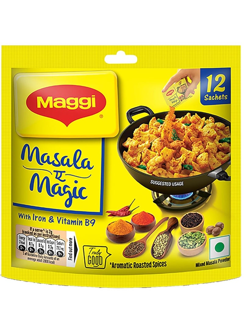 ماجي ماسالا-إي-ماجيك ماسالا الخضروات، كيس 72 جرام (6 جرام × 12 كيس) الكل في واحد ماسالا للخضروات الجافة والبانيير والدال والمزيد - Image 1