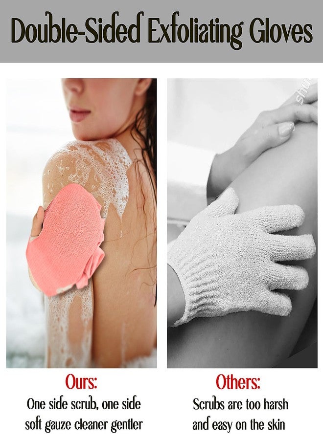 kullder Deep Exfoliating Mitts (2pcs Double-Sided Gloves for Shower, Body Massage Scrub & Bath Loofah Sponge，Skin Exfoliator, Dead Skin Remover (Pink & Blue - Image 4