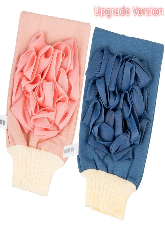 kullder Deep Exfoliating Mitts (2pcs Double-Sided Gloves for Shower, Body Massage Scrub & Bath Loofah Sponge，Skin Exfoliator, Dead Skin Remover (Pink & Blue - Image 2
