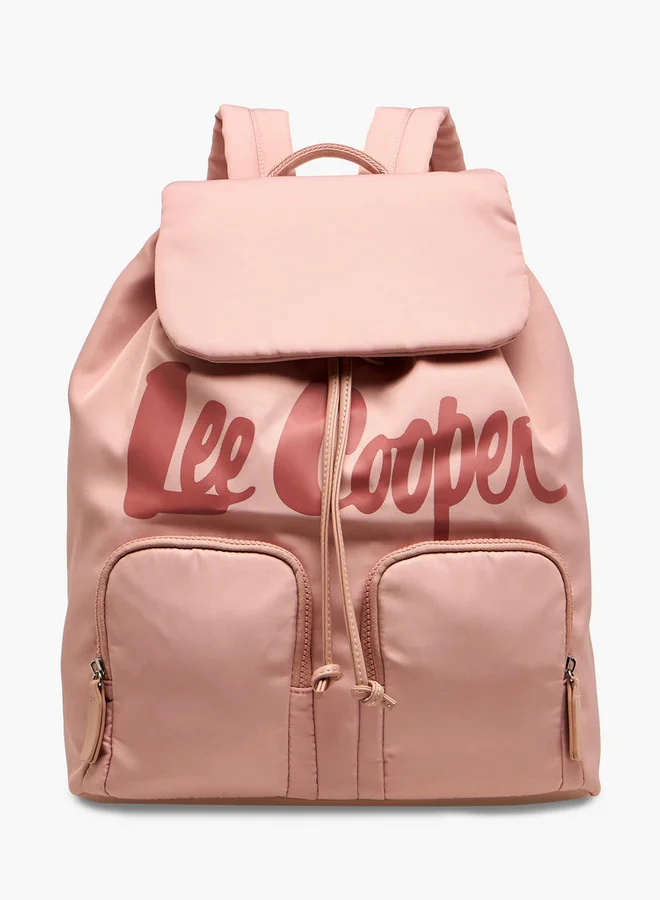 لي كوبر Logo Print Backpack with Adjustable Straps and Drawstring Closure - 15x30x43 cm