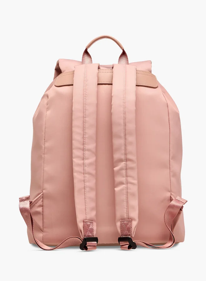 Lee Cooper Logo Print Backpack with Adjustable Straps and Drawstring Closure - 15x30x43 cm