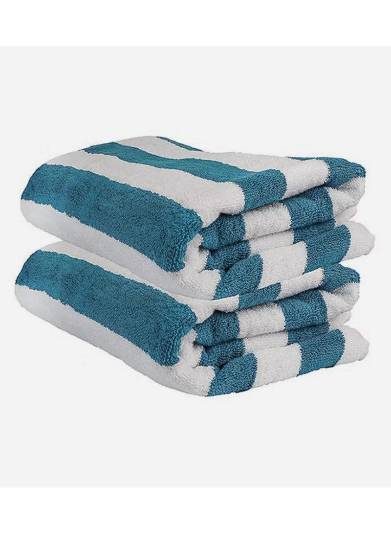 MAXQON Beach Towel - 100% Cotton 600 GSM Over Sized (90x180cm), Highly Absorbent Bath Sheet For Pool, Beach, Fitness, Sports, Yoga, Color-Striped Turkish Blue  - Image 5