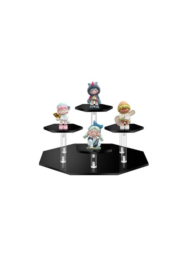 The Bros Acrylic Display Stand, Clear Display Stand for Figures Toys, 4-Tier Perfume Organizers Storage Display Stand Display Risers for Cupcake Dessert, Conutertop Desktop, Decoration, Black  - Image 5