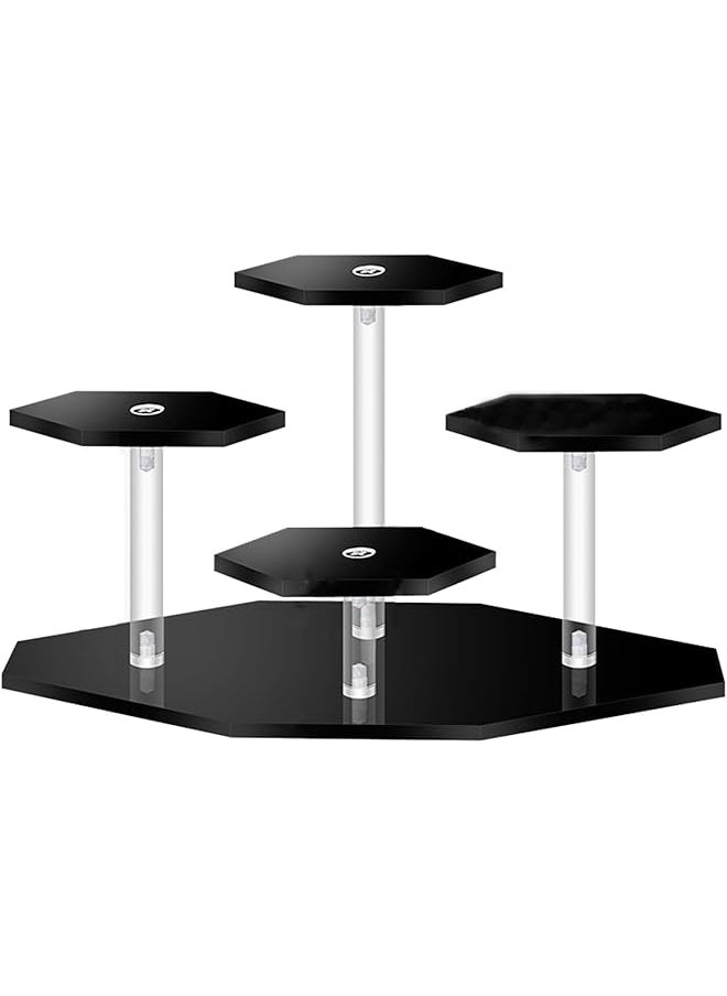 The Bros Acrylic Display Stand, Clear Display Stand for Figures Toys, 4-Tier Perfume Organizers Storage Display Stand Display Risers for Cupcake Dessert, Conutertop Desktop, Decoration, Black  - Image 1