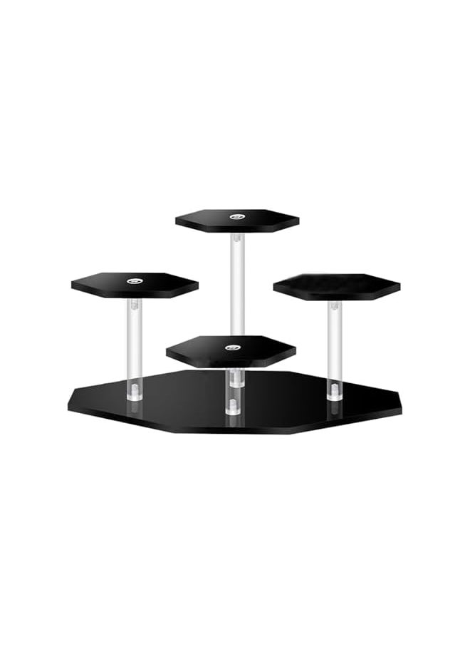 The Bros Acrylic Display Stand, Clear Display Stand for Figures Toys, 4-Tier Perfume Organizers Storage Display Stand Display Risers for Cupcake Dessert, Conutertop Desktop, Decoration, Black  - Image 2