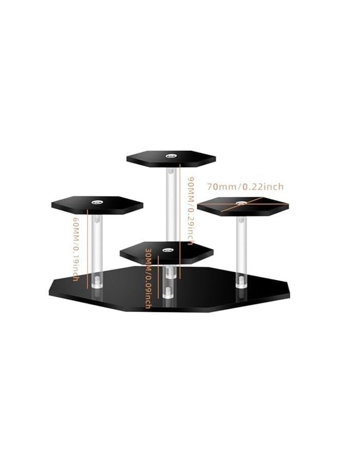 The Bros Acrylic Display Stand, Clear Display Stand for Figures Toys, 4-Tier Perfume Organizers Storage Display Stand Display Risers for Cupcake Dessert, Conutertop Desktop, Decoration, Black  - Image 3