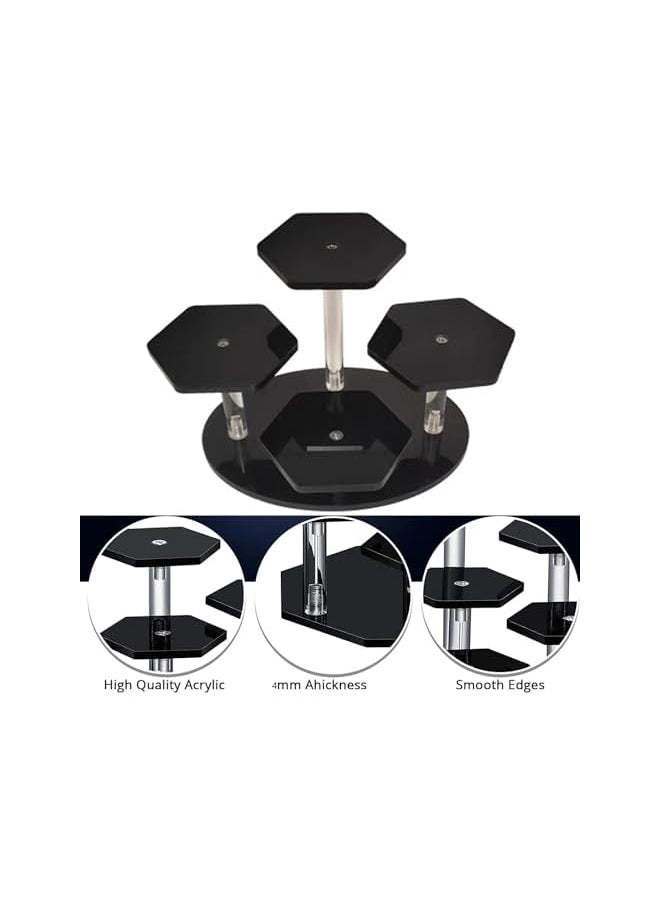 The Bros Acrylic Display Stand, Clear Display Stand for Figures Toys, 4-Tier Perfume Organizers Storage Display Stand Display Risers for Cupcake Dessert, Conutertop Desktop, Decoration, Black  - Image 4