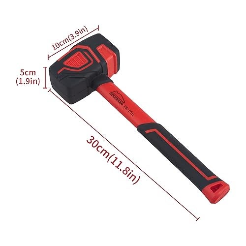 HOUSERAN Rubber Mallet, HOUSERAN Rubber Mallet Hammer with Hook, 20 oz Rubber Hammer with Solid Rubber Head & Non-Slip Soft Grip, Mallet Hammer for Woodworking, Flooring, DIY Projects and Soft Blow Tasks - Image 2