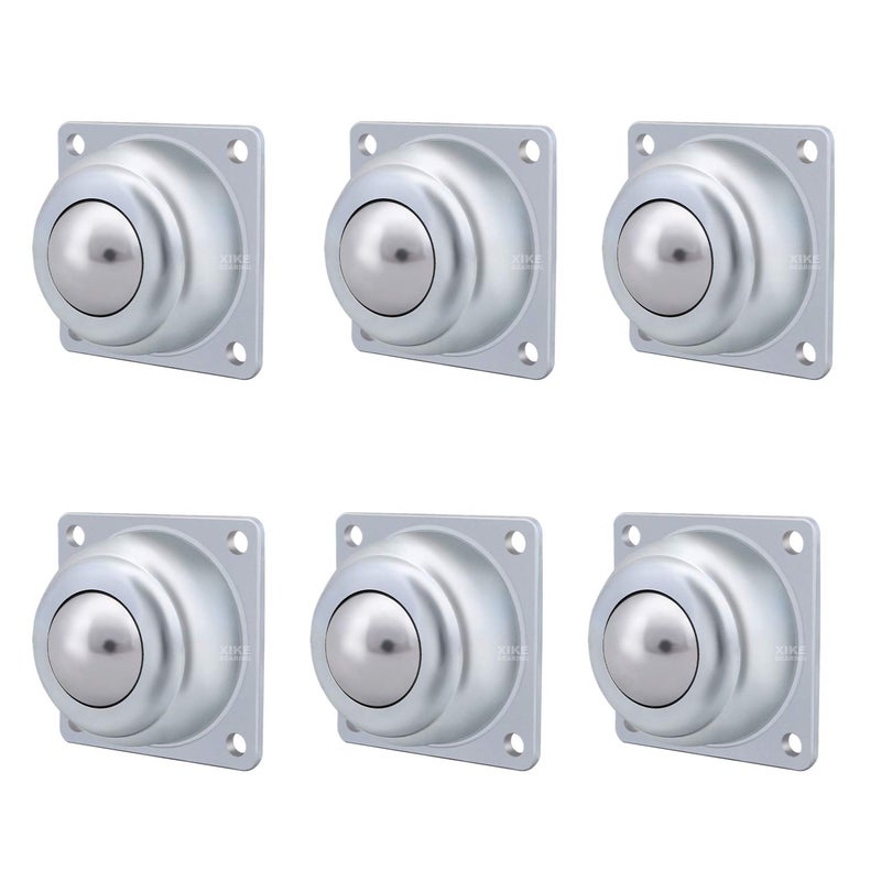 Xike 6 Pack 1-1/2" Roller Ball Transfer Bearings, Hard Chrome Steel Ball Transfer Unit with Swivel Ball Caster Rollers, Used for Roller Stand, Conveyors,Transfer Equipment and Transmission System - Image 1