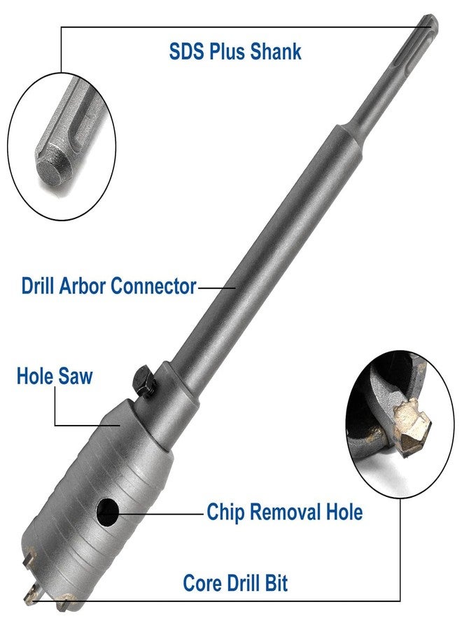 UPTODATETOOLS 40mm Concrete Hole Saw Kit, SDS Plus 200mm Connecting Rod, Hole Saw Tool Set for Drilling Cement, Stone, Brick, Sands, Masonry, Sable-Rock More - Image 3