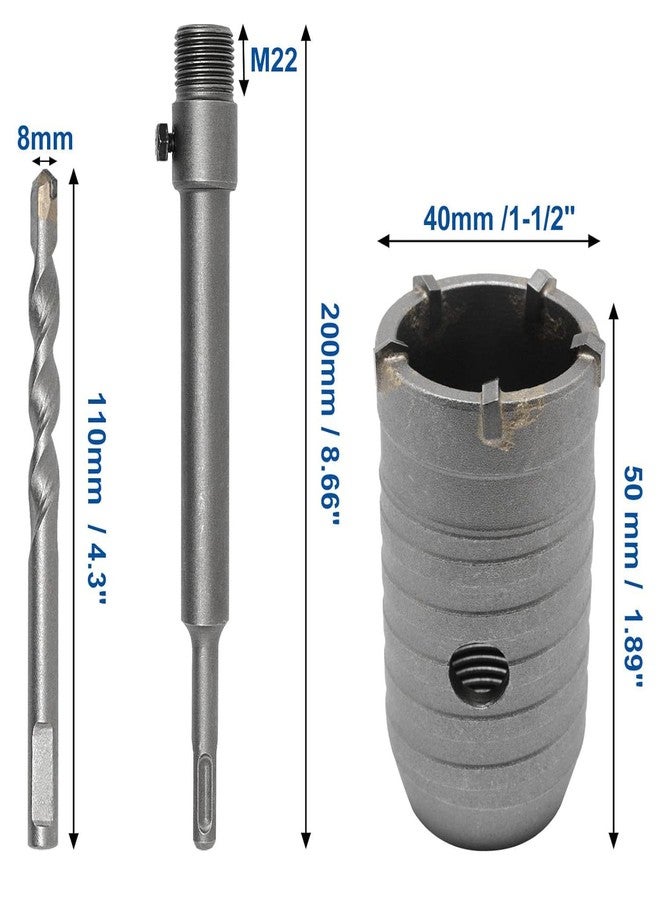 UPTODATETOOLS 40mm Concrete Hole Saw Kit, SDS Plus 200mm Connecting Rod, Hole Saw Tool Set for Drilling Cement, Stone, Brick, Sands, Masonry, Sable-Rock More - Image 2