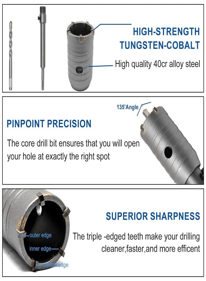 UPTODATETOOLS 40mm Concrete Hole Saw Kit, SDS Plus 200mm Connecting Rod, Hole Saw Tool Set for Drilling Cement, Stone, Brick, Sands, Masonry, Sable-Rock More - Image 4