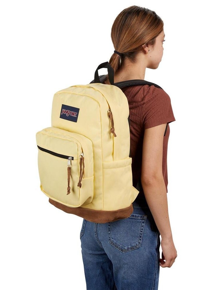 JANSPORT حقيبة مدرسية كلاسيكية ملونة مع قسم جلد للحاسوب - حقيبة سفر أساسية للعودة إلى المدرسة، حقيبة لابتوب للطلاب - Image 5