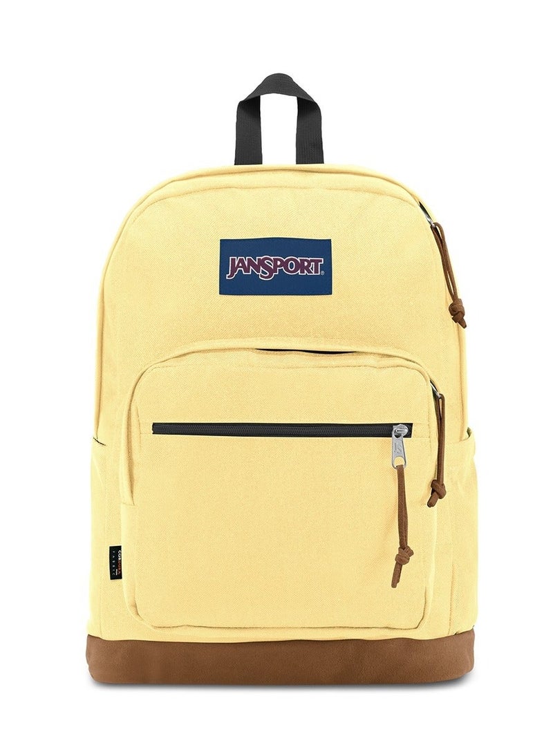 JANSPORT حقيبة مدرسية كلاسيكية ملونة مع قسم جلد للحاسوب - حقيبة سفر أساسية للعودة إلى المدرسة، حقيبة لابتوب للطلاب - Image 1