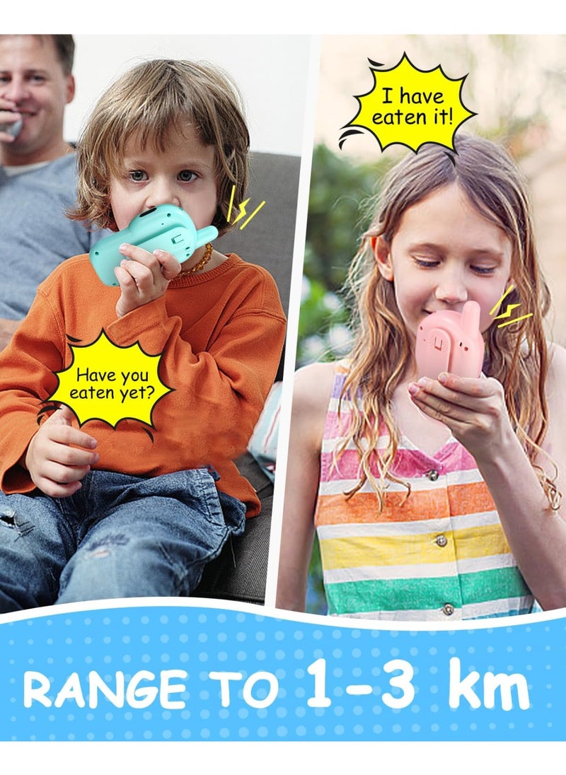 MOCOM Adventure-Ready Kids Toy Walkie Talkies | Long-Range 3+ Miles | Safe, Radiation-Free | Durable ABS for Outdoor Fun, Camping & Hiking | Wireless Communication Toy for Boys & Girls 3-12 Years | Built-in Flashlight & Rechargeable Battery (1 Blue, 1 Pink)  - Image 4