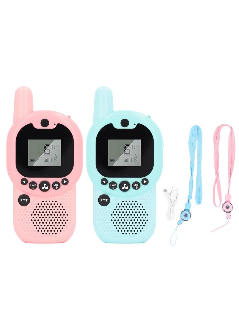 MOCOM Adventure-Ready Kids Toy Walkie Talkies | Long-Range 3+ Miles | Safe, Radiation-Free | Durable ABS for Outdoor Fun, Camping & Hiking | Wireless Communication Toy for Boys & Girls 3-12 Years | Built-in Flashlight & Rechargeable Battery (1 Blue, 1 Pink)  - Image 1