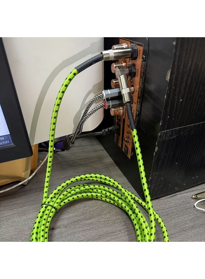 Fluorescent Green 196 85 Inch Right Angle Guitar Cable Spring Loaded for Electric Guitar Bass Amp - Image 3