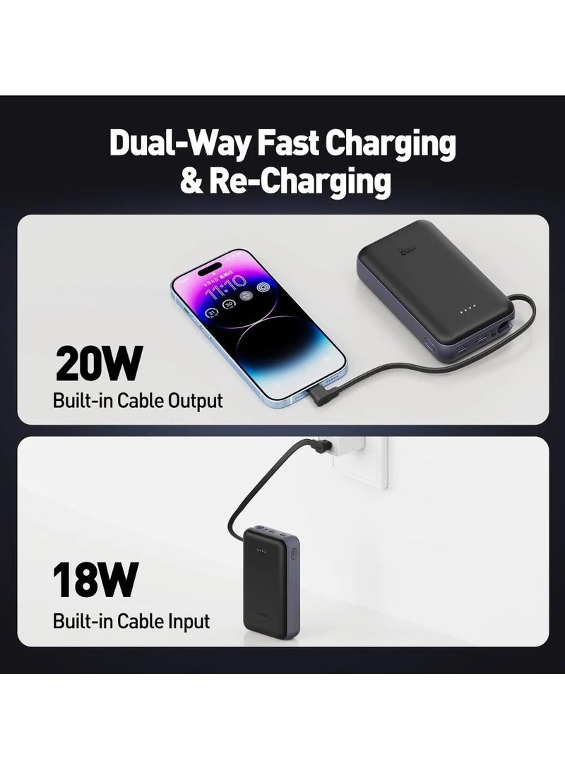 جودا بطارية محمولة JODA بسعة 10000 مللي أمبير - شحن سريع بقوة 20 واط مع كابل مدمج، تصميم نحيف ومثالي للتنقل. - Image 4