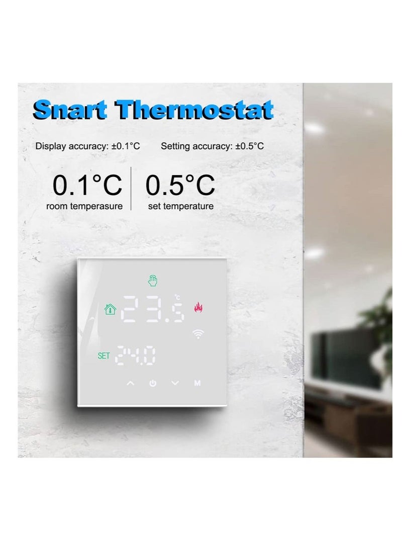 Excefore - Smart Thermostat, Programmable Temperature Controller, Support WiFi connection and touch screen, for Electric Heating/Gas Boiler, Save Energy and Costs (White) - Image 1