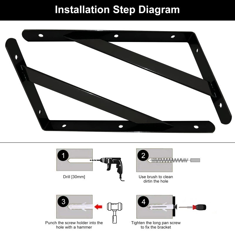 Medach Shelf Brackets 16 Inch x 10 Inch, Heavy Duty Shelf Brackets 4 6 8 10 12 16 20 Inch, L Brackets Heavy Duty for Shelves, Wall Mount Metal Brackets for Wood - Image 5