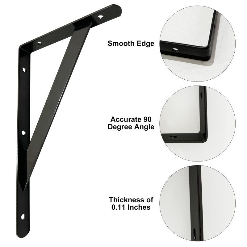 Medach Shelf Brackets 16 Inch x 10 Inch, Heavy Duty Shelf Brackets 4 6 8 10 12 16 20 Inch, L Brackets Heavy Duty for Shelves, Wall Mount Metal Brackets for Wood - Image 4