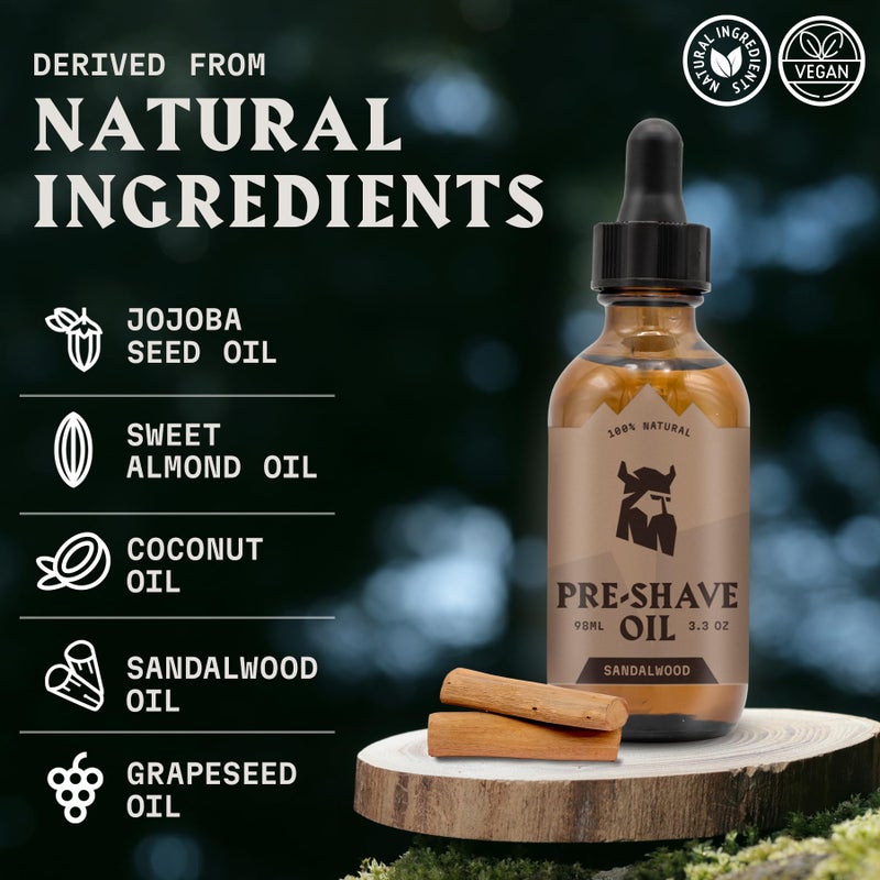 Striking Viking Pre Shave Oil - 3.3 fl oz, Sandalwood - Shaving Oil for Men for Safety Razor Prep & Smooth Protective Formula - Image 3