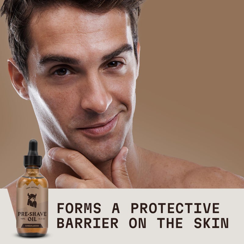 Striking Viking Pre Shave Oil - 3.3 fl oz, Sandalwood - Shaving Oil for Men for Safety Razor Prep & Smooth Protective Formula - Image 4