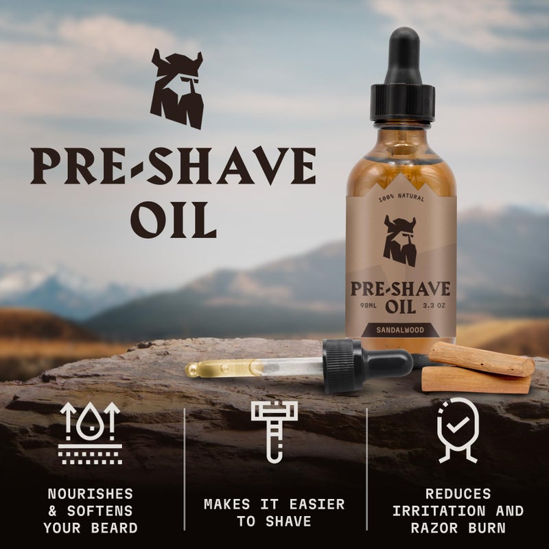 Striking Viking Pre Shave Oil - 3.3 fl oz, Sandalwood - Shaving Oil for Men for Safety Razor Prep & Smooth Protective Formula - Image 5