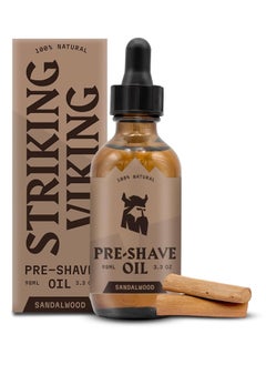 Striking Viking Striking Viking Pre Shave Oil For Men - Shaving Oil - Safety Razor Men Shave Oil - Smooth & Enhanced Glide - Protective Shave (3.3 Oz) - Razor Oil - Face Shaving Oil (3.3 Fl Oz, Sandalwood)  - Image 1