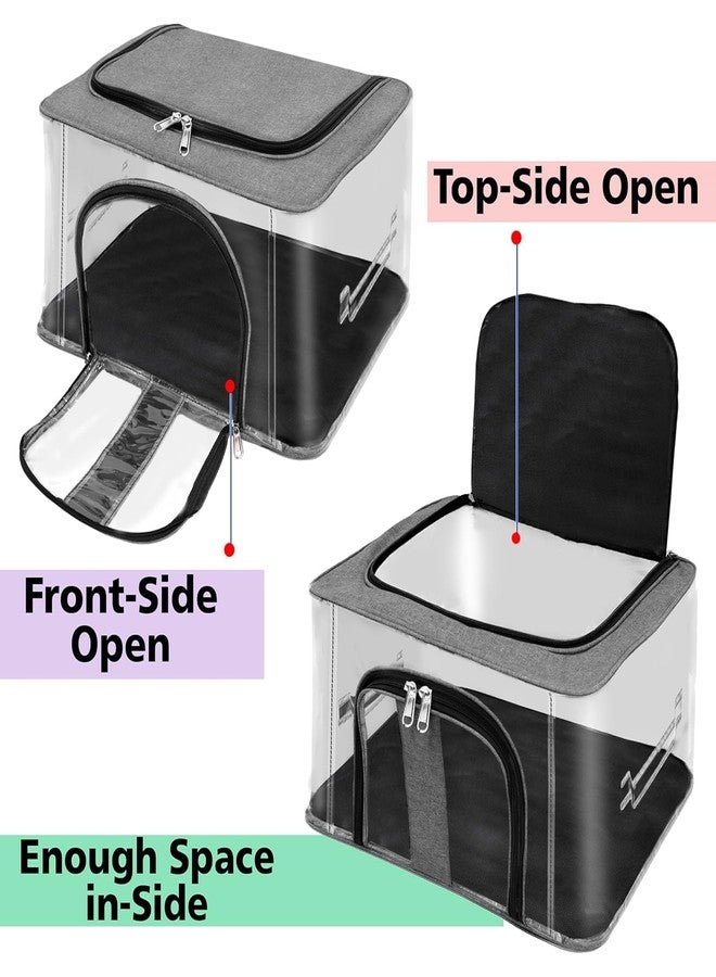 LSARIMO PVC Transparent Storage Bag | Foldable Clothes Storage Organizer Box with Transparent Window & Zipper | Large Capacity Storage Bag for Sarees, Shirts, Trousers & Bedsheets (Pack of 3) - Image 3