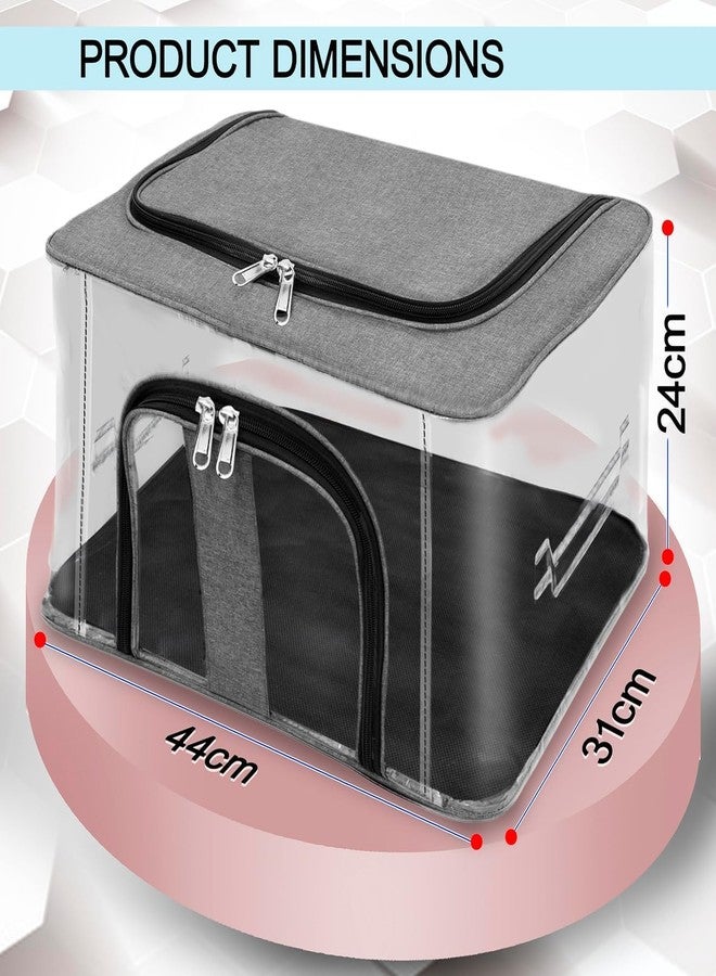 LSARIMO PVC Transparent Storage Bag | Foldable Clothes Storage Organizer Box with Transparent Window & Zipper | Large Capacity Storage Bag for Sarees, Shirts, Trousers & Bedsheets (Pack of 3) - Image 2